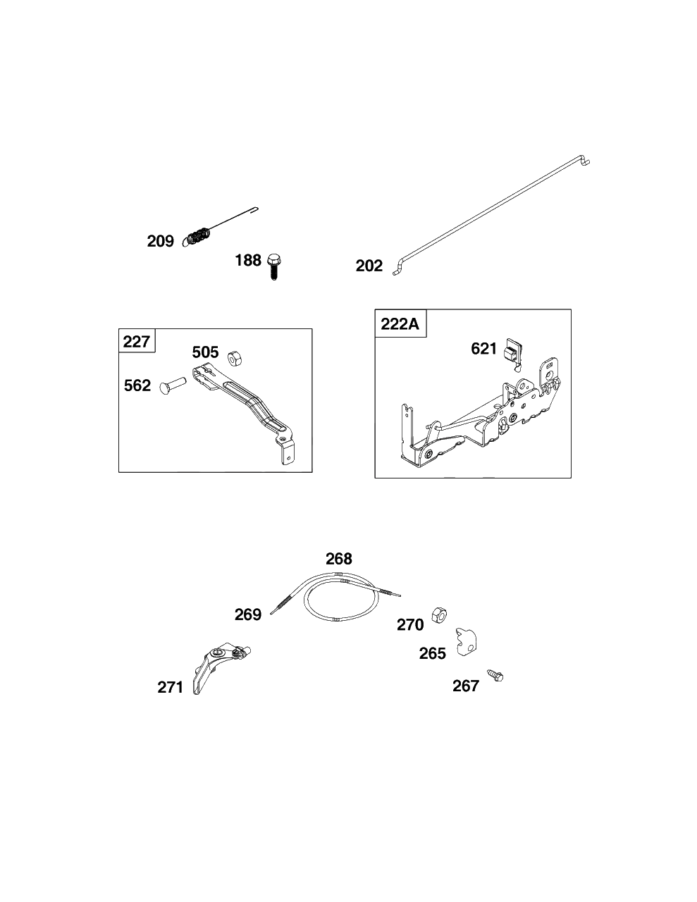 Controls Group Diagram and Parts List for 8P502-0026-H5  Briggs and Stratton Engine